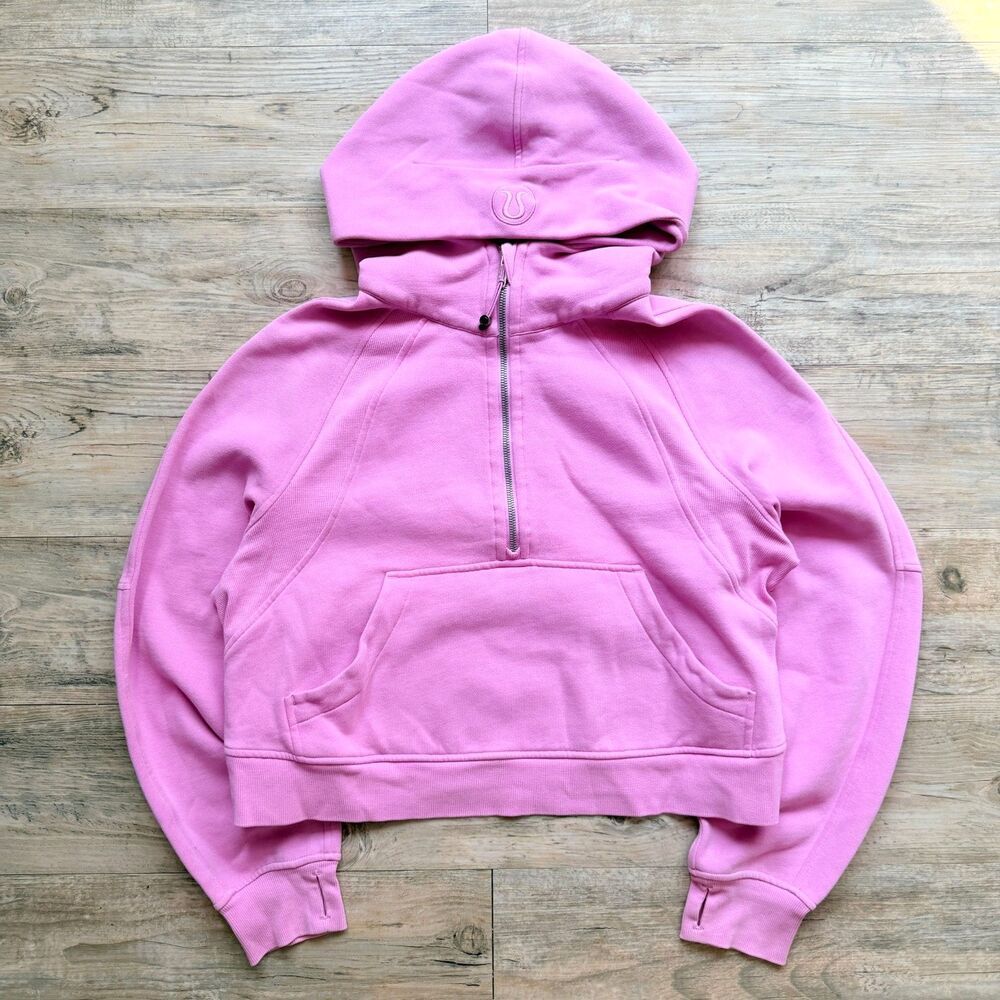Lululemon Scuba Oversized Half Zip Hoodie M/L Dahlia Mauve Pink Funnel Pullover